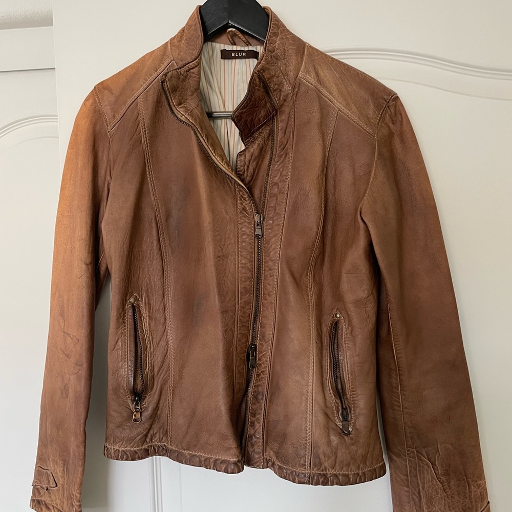 Blur Leather Jacket Size 44 Made in Italy